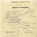 Registo de velocípede com o nº 1423, em nome de Manuel Justino Patrão, morador em Godigana.