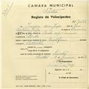 Registo de velocípede com o nº 3078, em nome de Inácio Dias Jorge, morador em Linhó.
