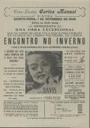 Programa do filme "Encontro no Inverno" com a participação de Bette Davis. 