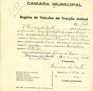 Registo de um veiculo de duas rodas tirado por um animal de espécie cavalar destinado a transporte de mercadorias em nome de Francisco dos Santos, morador no Cacém de Cima.