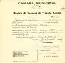 Registo de um veiculo de duas rodas tirado por dois animais de espécie cavalar destinado a transporte de mercadorias em nome de Joaquim da Silva Sapina, morador em Casais da Cabrela.