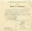 Registo de velocípede com o nº 3402, em nome de Manuel d'Assunção Sequeira, morador em Praia das Maçãs.