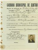 Registo de matricula de velocipedista em nome de Deolindo José Justino, morador em Venda Seca, com o nº de inscrição 923.
