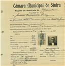 Registo de matricula de velocipedista em nome de António Cristóvão, morador em Queluz, com o nº de inscrição 706.