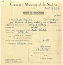 Registo de velocípede de marca Cicles Pombal, com o nº 6736, em nome de Manuel José Cerqueira, morador em Sintra.