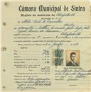 Registo de matricula de velocipedista em nome de Abílio Pinto de Carvalho, morador no Linhó, com o nº de inscrição 616.