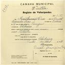 Registo de velocípede com o nº 2977, em nome de Mário Lourenço Dias, morador em Chilreira.