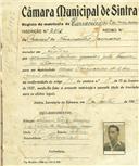 Registo de matricula de carroceiro de 2 ou mais animais em nome de Manuel do Nascimento Januário, morador em Sintra, com o nº de inscrição 2101.