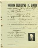 Registo de matricula de velocipedista em nome de José Carreira, morador em Várzea de Sintra, com o nº de inscrição 1629.