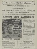 Programa do filme Lábios que Sangran com a participação de Burt Lancaster, Lizabeth Scott e Hal Wallis. 