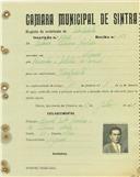 Registo de matricula de velocipedista em nome de António Pedroso Gaspar, morador em Negrais, com o nº de inscrição 1536.