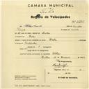 Registo de velocípede de marca Deka, com o nº 2380, em nome de Pietre Prendi, morador em Belas.