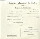 Registo de velocípede de marca Pachancho, com o nº 9030, em nome de Domingos Osório, morador em Idanha.