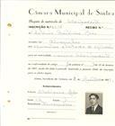 Registo de matricula de velocipedista em nome de António Cristóvão Raio, morador em Alvarinhos, com o nº de inscrição 6546.