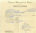 Registo de velocípede com o nº 9934, em nome de José Pinto, morador em Carenque.