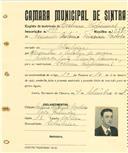 Registo de matricula de cocheiro profissional em nome de Fernando António Teixeira Cardoso, morador em Estribeira, com o nº de inscrição 599.