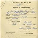 Registo de velocípede de marca R.P., com o nº 2885, em nome de Raimundo António Miguel, morador em Bolembre.