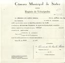 Registo de velocípede de marca Aprilia, com o nº 9108, em nome de Fernando dos Santos Pereira, morador em Abelheira.