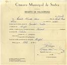 Registo de velocípede de marca Nacional, com o nº 10043, em nome de Laurindo Mendes Clara, morador em Mucifal.