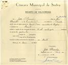 Registo de velocípede de marca Famel, com o nº 10089, em nome de João Alexandre, morador em Baratã.