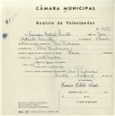 Registo de velocípede de marca Deka, com o nº 4566, em nome de Francisco Estêvão Simões, morador em Pero Pinheiro.