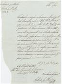 Ofício dirigido ao presidente da Câmara Municipal de Belas proveniente de António de Oliveira, recebedor particular do concelho, comunicando que tem prazo fixado para o pagamento de uma importância sobre a terça de 1841 a 1842, após o qual irá a questão para contencioso.