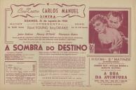 Programa do filme "A Sombra do Destino" com a participação de Robert Young, Betsy Drake, John Sutton, Henry O'Neill e Florence Bates.