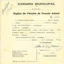 Registo de um veiculo de duas rodas tirado por dois animais de espécie bovina destinado a transporte de mercadorias em nome de Joaquim António Pedro, morador em Bolembre.