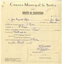 Registo de velocípede de marca Raio, com o nº 7850, em nome de José Augusto Lopes, morador em S. Pedro de Sintra.