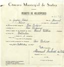 Registo de velocípede de marca Famel, com o nº 8277, em nome de Gregório Felicio, morador em Pero Pinheiro.