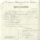 Registo de velocípede com o nº 4967, em nome de José Domingues Mina, morador em Montelavar.