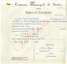 Registo de velocípede de marca Aprilia, com o nº 9095, em nome de José Rufino dos Santos, morador em Venda Seca.