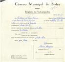 Registo de velocípede com o nº 8887, em nome de António de Pina Ramos, morador em Venda Seca.