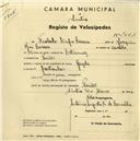 Registo de velocípede de marca Gazela, com o nº 2442, em nome de Tiobalo Lupo Casaca, morador em Paiões.