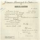 Registo de velocípede de marca Cycles Pombal com motor, com o nº 5347, em nome de Francisco Lourenço, morador em Queluz.