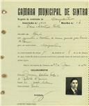 Registo de matricula de velocipedista em nome de Pedro Sebastião Farto, morador em Fação, com o nº de inscrição 1868.