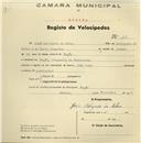 Registo de velocípede com o nº 113, em nome de José Belisário da Silva, morador em Fação.