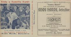 Programa do filme "Andy Hardy, detetive"  com a participação dos atores Mickey Rooney, Lewis Stone, Cecilia Parker, Fay Holden e Ann Rutherford.