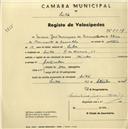 Registo de velocípede de marca Hércules, com o nº 2217, em nome de Maria José Marques de Carvalho, moradora em Rua da Ferraria nº 29, Sintra.