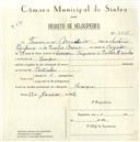 Registo de velocípede com o nº 5565, em nome de Francisco Machado, morador em Carenque.