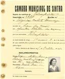 Registo de matricula de velocipedista em nome de Virgínia Celeste Saramago, moradora na Praia das Maçãs, com o nº de inscrição 2877.