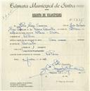Registo de velocípede com o nº 5335, em nome de Júlio Vizeu Saraiva, morador em Colares.