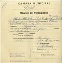 Registo de velocípede de marca Olympique, com o nº 1632, em nome de Carlos Alberto Ramos Varela Cunha, morador em Agualva.