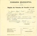 Registo de um veiculo de duas rodas tirado por um animal de espécie cavalar destinado a transporte de mercadorias em nome de Américo Manuel Jacinto, morador em Magoito.