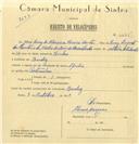 Registo de velocípede de marca Aprilia, com o nº 6675, em nome de José Luís de Oliveira Santos, morador em Queluz.