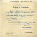 Registo de velocípede de marca Oriental, com o nº 556, em nome de Francisco Espírito Santos, morador em Avª dos Combatentes da Grande Guerra nº 31, Queluz.