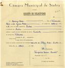 Registo de velocípede de marca Cuciolo, com o nº 6359, em nome de Rodrigo Rau, morador em Sintra.