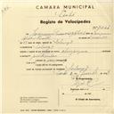 Registo de velocípede de marca Olympique, com o nº 3044, em nome de Joaquim Francisco Alves, morador em Sabugo.