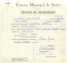 Registo de velocípede de marca Mavic, com o nº 9319, em nome de Arlindo dos Santos, morador em Pedra Furada.