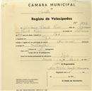 Registo de velocípede de marca Nacional, com o nº 1033, em nome de António Vicente Pires, morador em Toja.